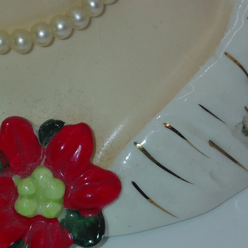 Vtg 1961 Inarco Blonde Girl Christmas Head Vase Poinsettia Necklace Earrings
